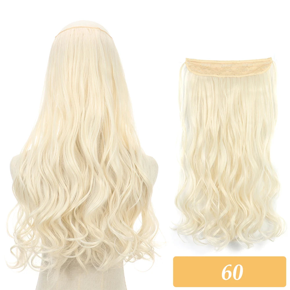 16" 22" Hair Extensions No Clip in Color Mixing Artificial Hair Piece For Women