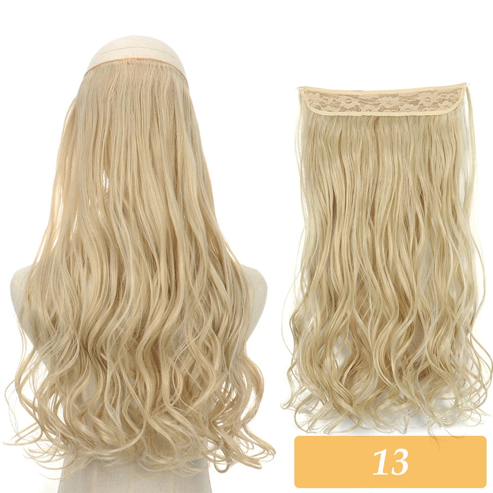 16" 22" Hair Extensions No Clip in Color Mixing Artificial Hair Piece For Women