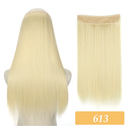16" 22" Hair Extensions No Clip in Color Mixing Artificial Hair Piece For Women