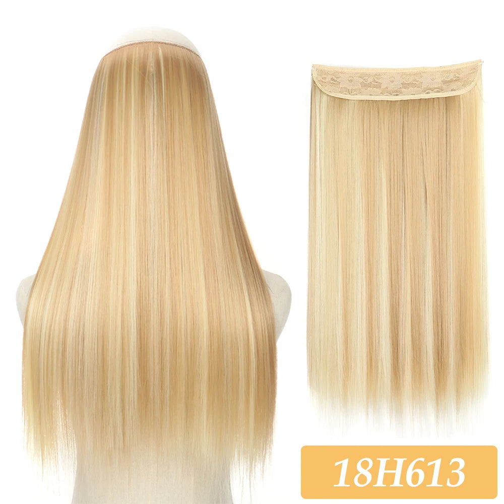 16" 22" Hair Extensions No Clip in Color Mixing Artificial Hair Piece For Women