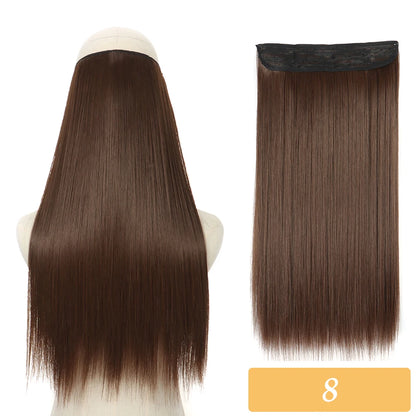 16" 22" Hair Extensions No Clip in Color Mixing Artificial Hair Piece For Women