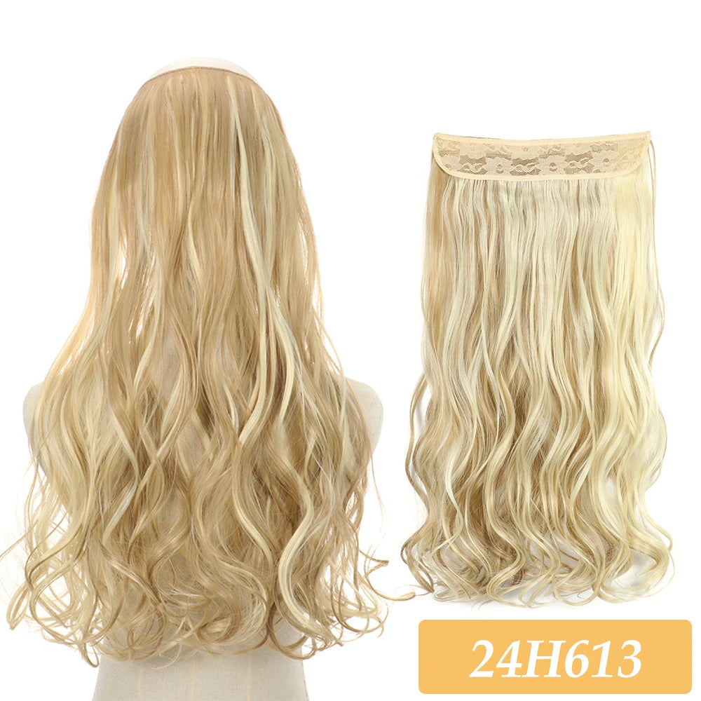 16" 22" Hair Extensions No Clip in Color Mixing Artificial Hair Piece For Women