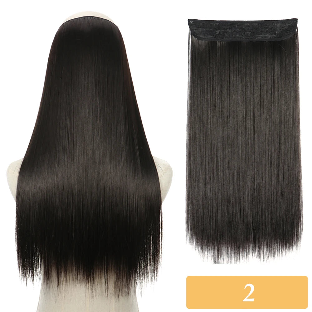 16" 22" Hair Extensions No Clip in Color Mixing Artificial Hair Piece For Women