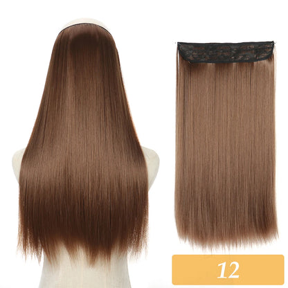 16" 22" Hair Extensions No Clip in Color Mixing Artificial Hair Piece For Women