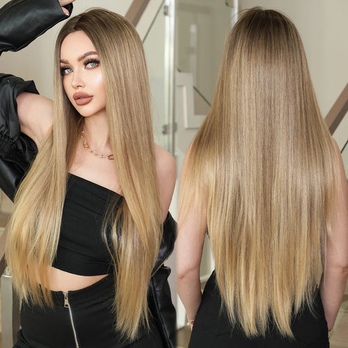 Supper Long 34 Inch 613 Blond Synthetic Wig Long Straight Blond Wig for Women No Lace Front Synthetic Wigs Blonde Hair Glueless