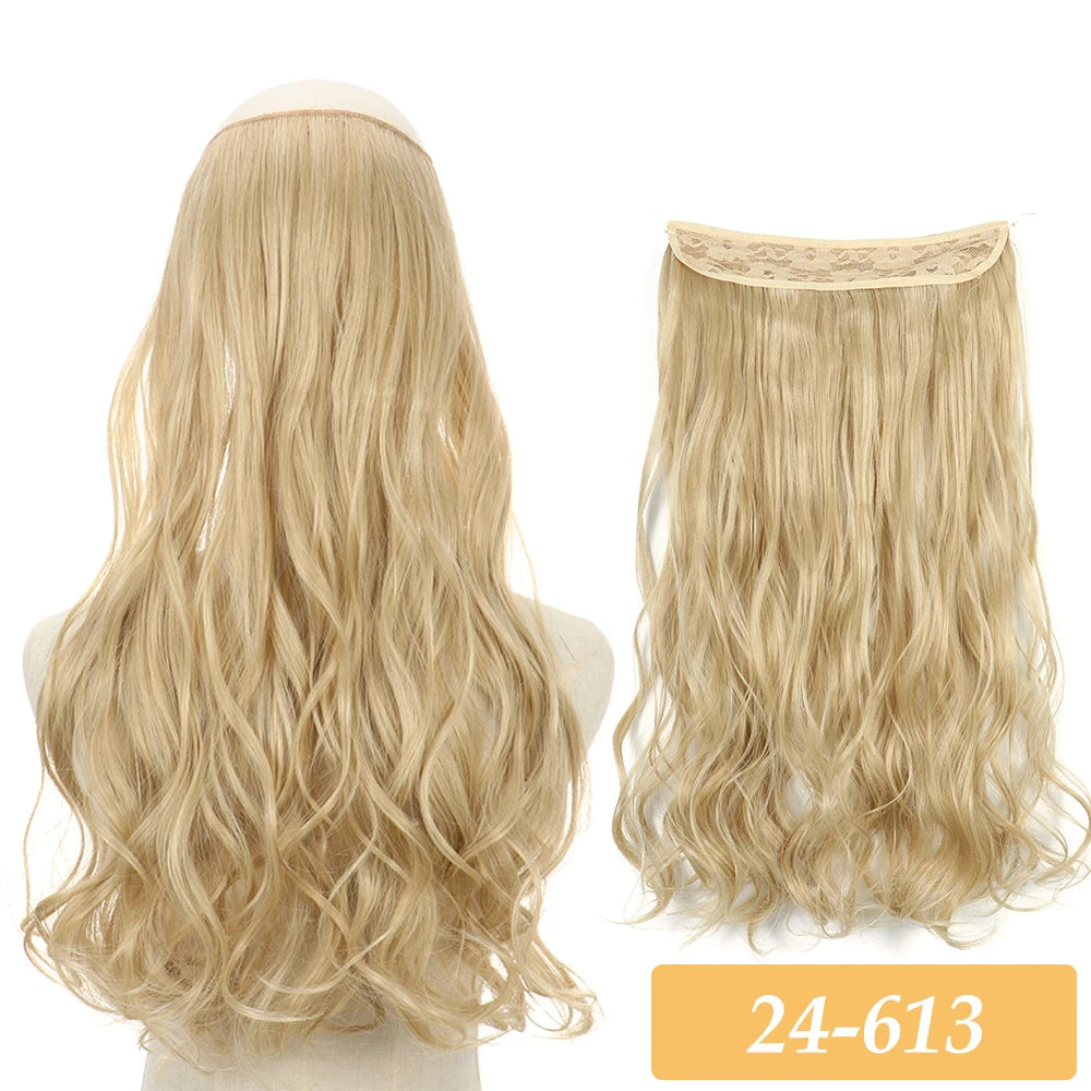 16" 22" Hair Extensions No Clip in Color Mixing Artificial Hair Piece For Women