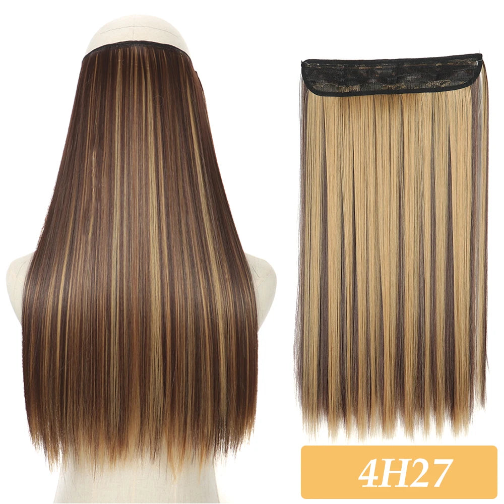 16" 22" Hair Extensions No Clip in Color Mixing Artificial Hair Piece For Women