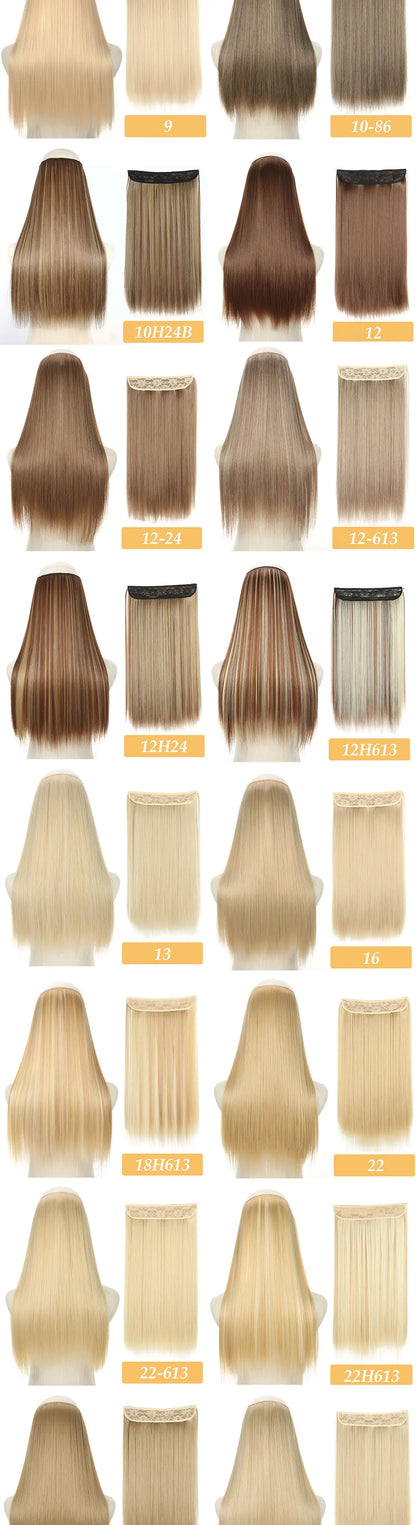 16" 22" Hair Extensions No Clip in Color Mixing Artificial Hair Piece For Women