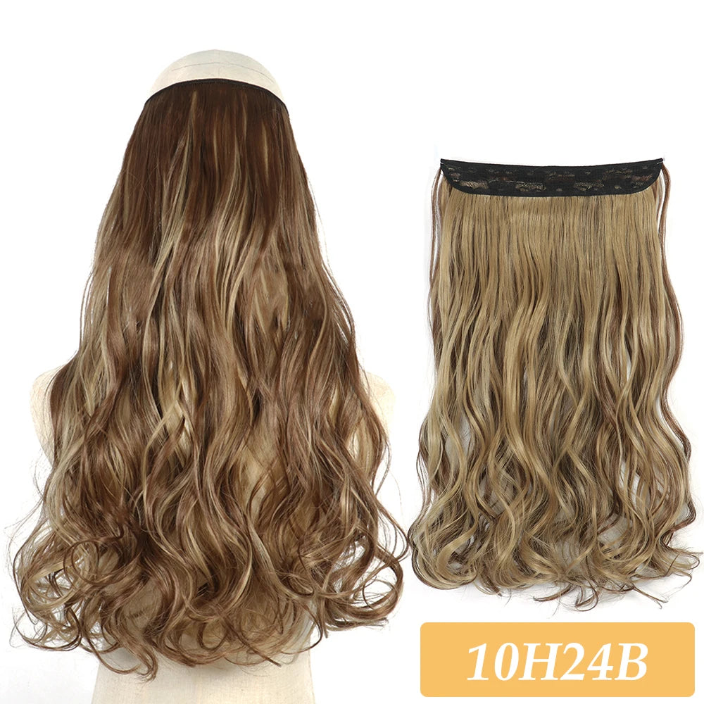 16" 22" Hair Extensions No Clip in Color Mixing Artificial Hair Piece For Women
