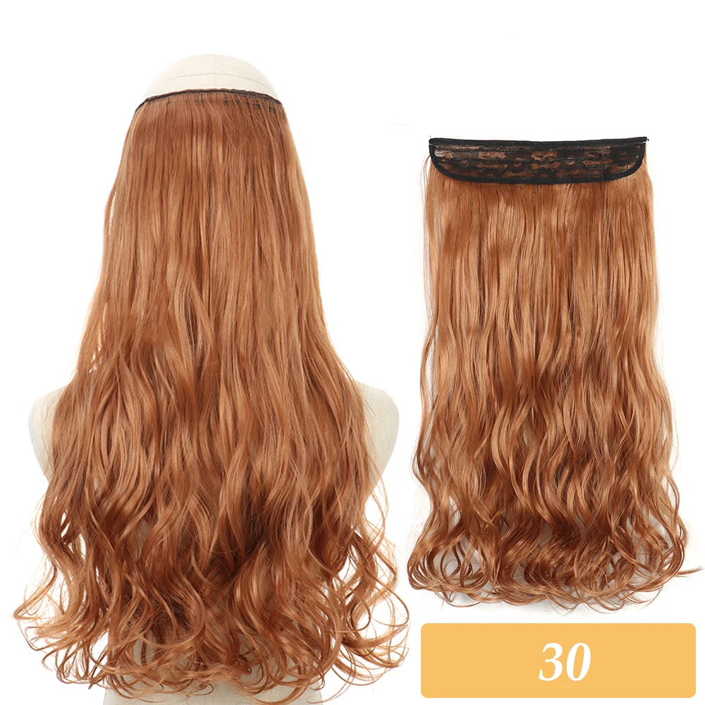 16" 22" Hair Extensions No Clip in Color Mixing Artificial Hair Piece For Women
