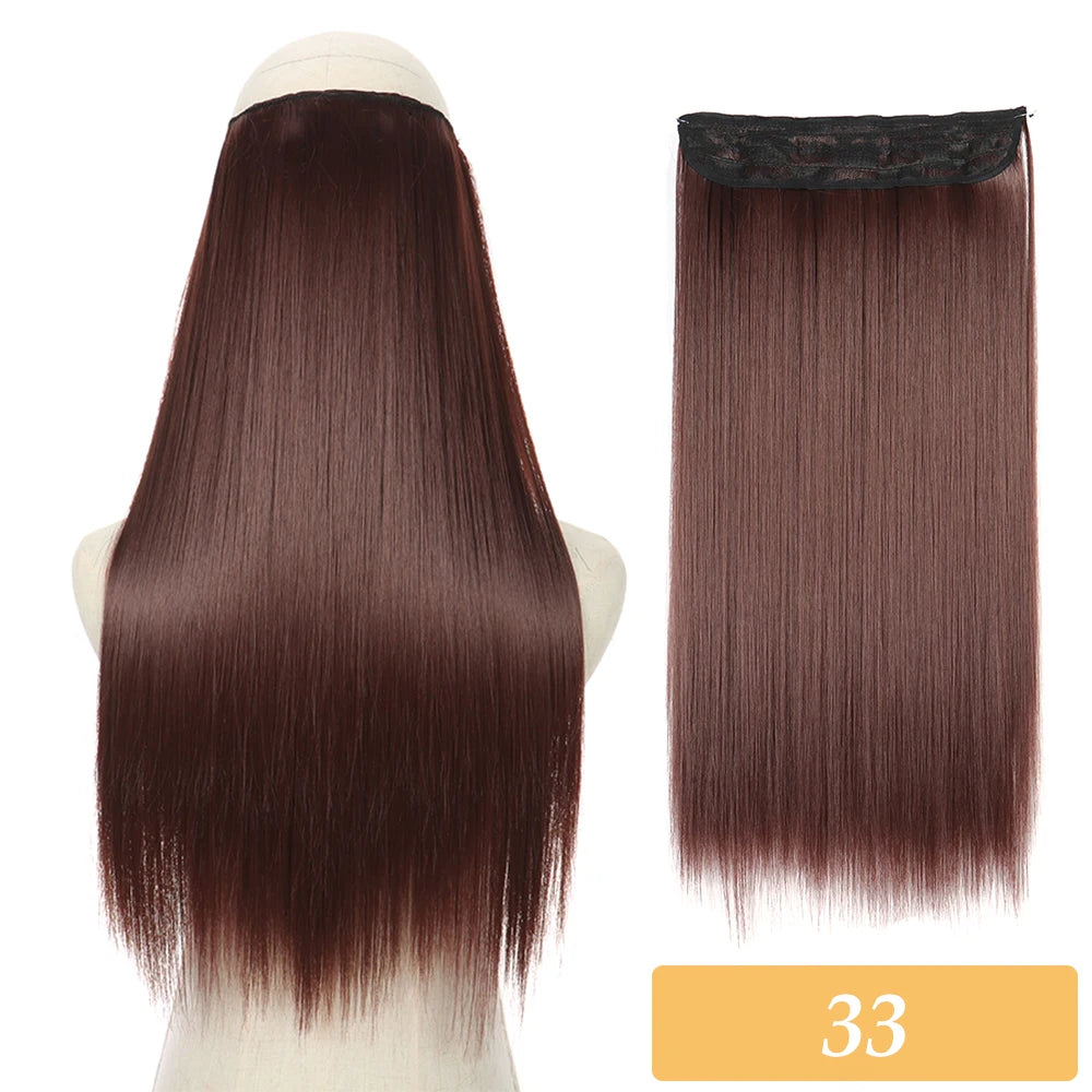 16" 22" Hair Extensions No Clip in Color Mixing Artificial Hair Piece For Women