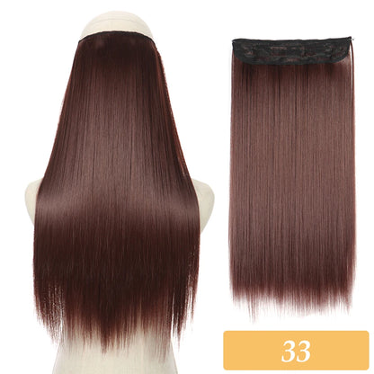 16" 22" Hair Extensions No Clip in Color Mixing Artificial Hair Piece For Women