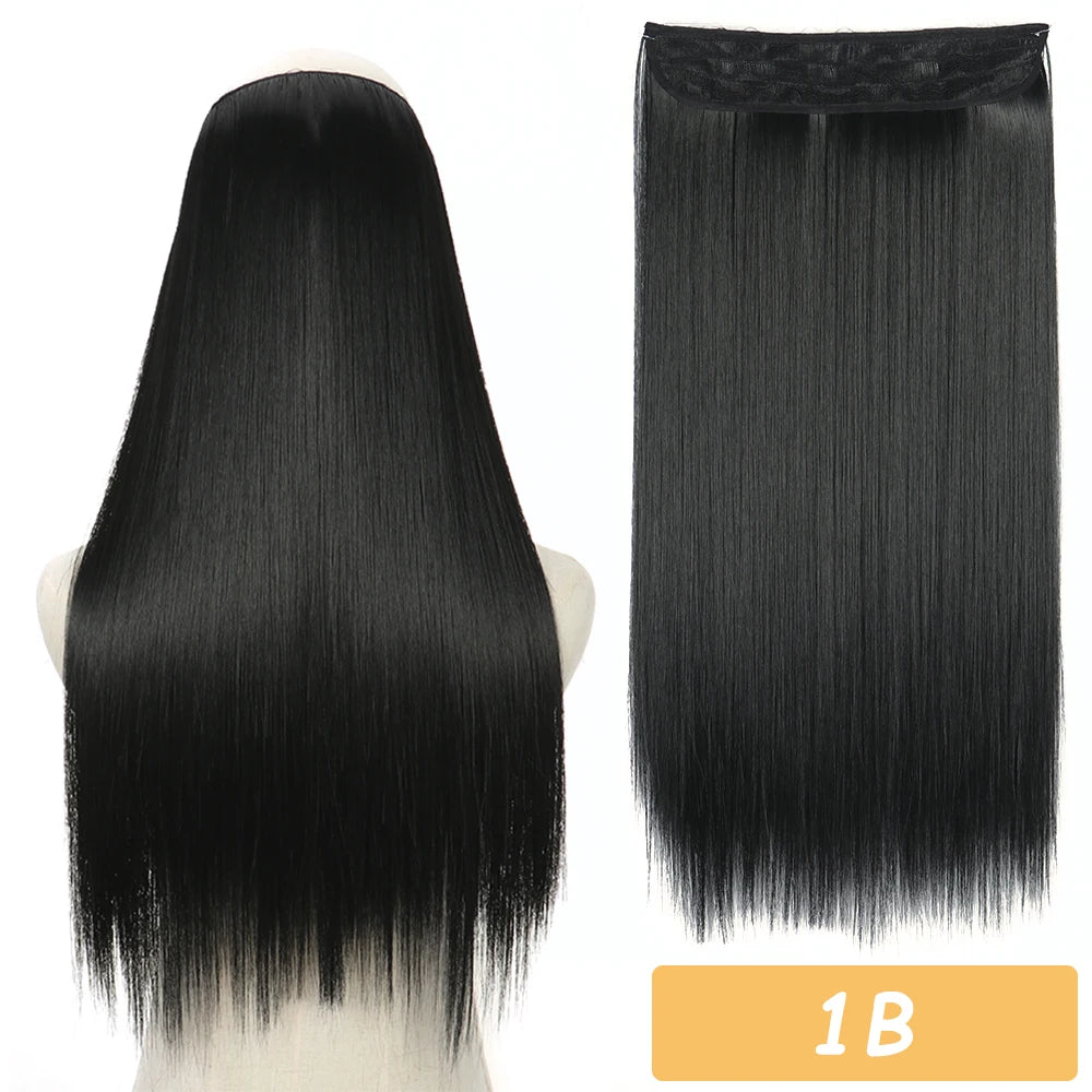 16" 22" Hair Extensions No Clip in Color Mixing Artificial Hair Piece For Women