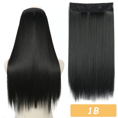 16" 22" Hair Extensions No Clip in Color Mixing Artificial Hair Piece For Women