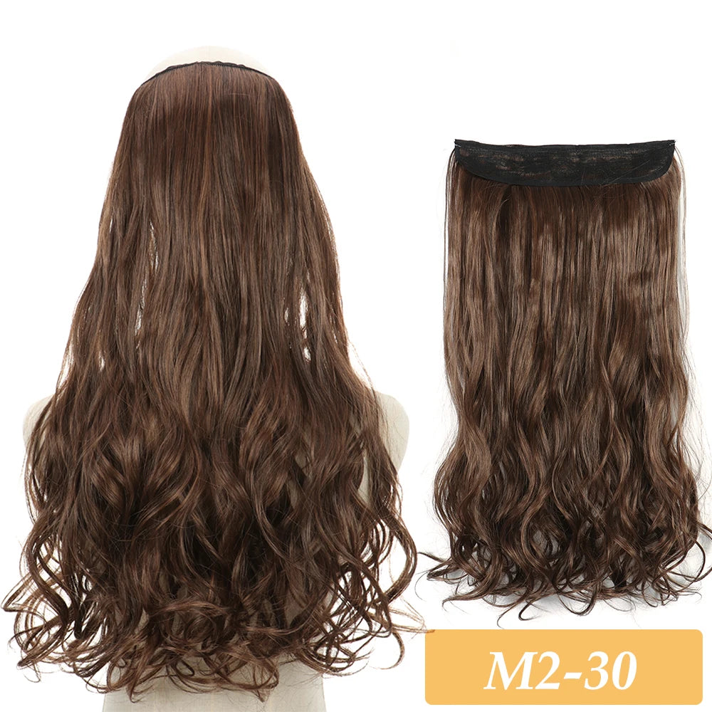 16" 22" Hair Extensions No Clip in Color Mixing Artificial Hair Piece For Women