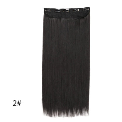 WIGSIN 60cm Synthetic Long Straight Clip In One Piece Hair Extension 5 Clips Brown Black Heat Resistant Fake Hair for Women