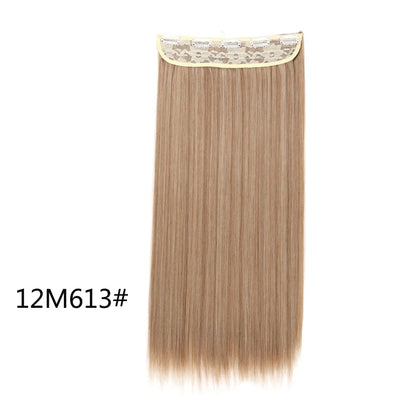WIGSIN 60cm Synthetic Long Straight Clip In One Piece Hair Extension 5 Clips Brown Black Heat Resistant Fake Hair for Women