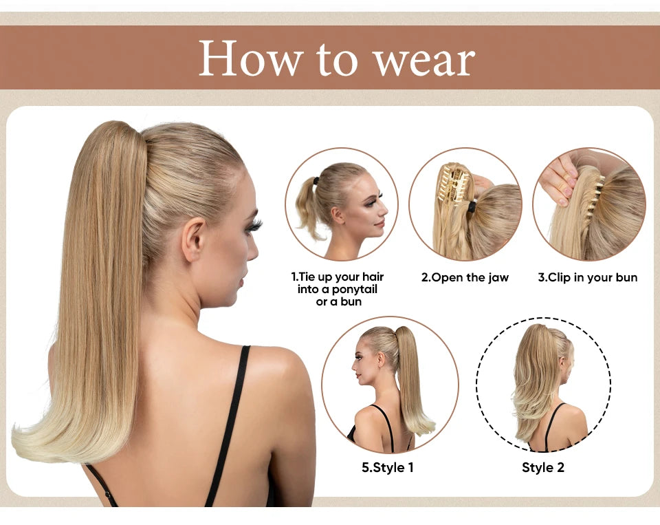 Synthetic Claw Clip In Ponytail Hair Extensions