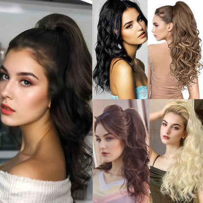 Claw Clip Ponytail Extension 18"&24 Clip in Wavy Synthetic Ponytail Hair Extensions Long Pony Tails for Women Extensions