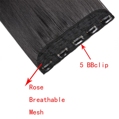 WIGSIN 60cm Synthetic Long Straight Clip In One Piece Hair Extension 5 Clips Brown Black Heat Resistant Fake Hair for Women