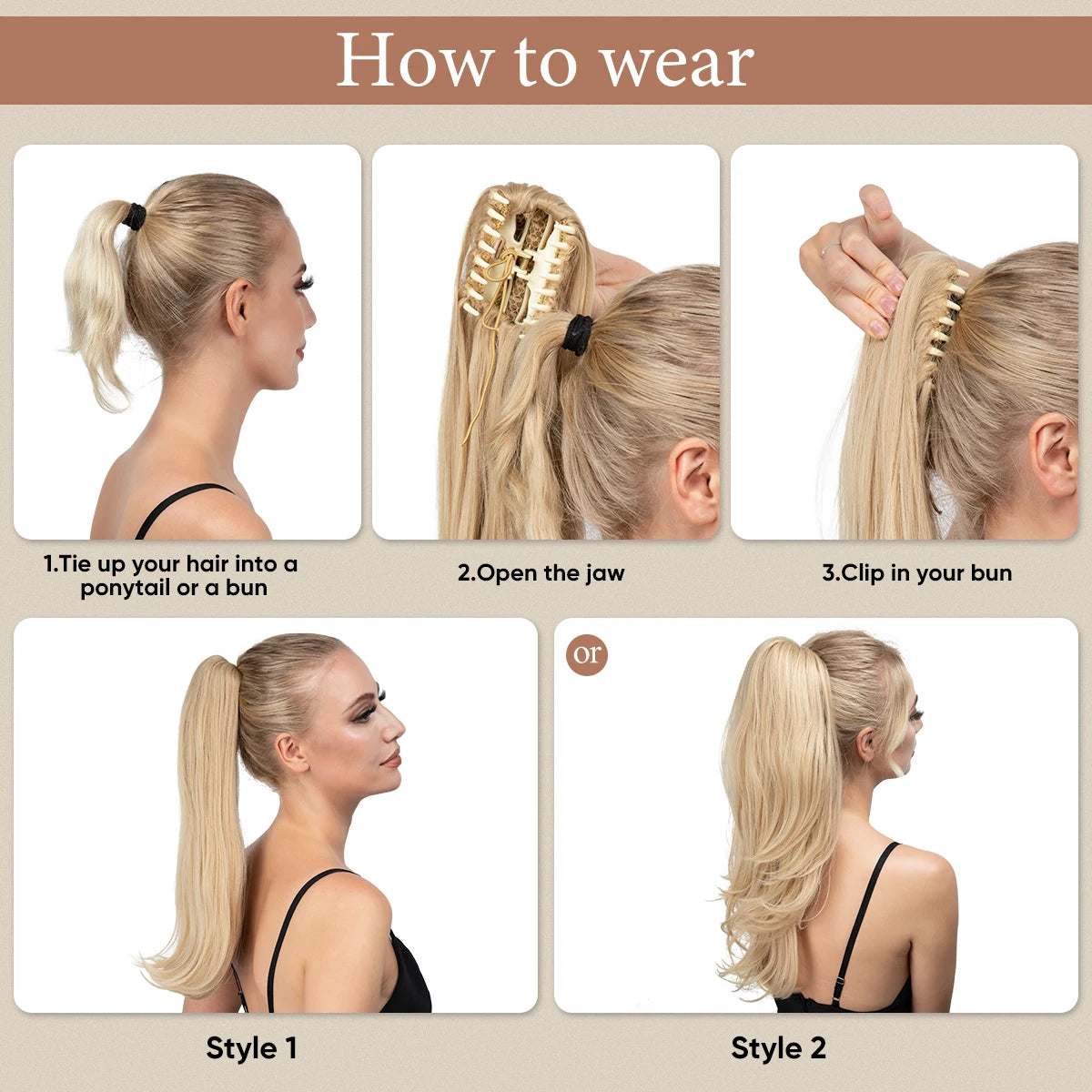 Synthetic Claw Clip In Ponytail Hair Extensions