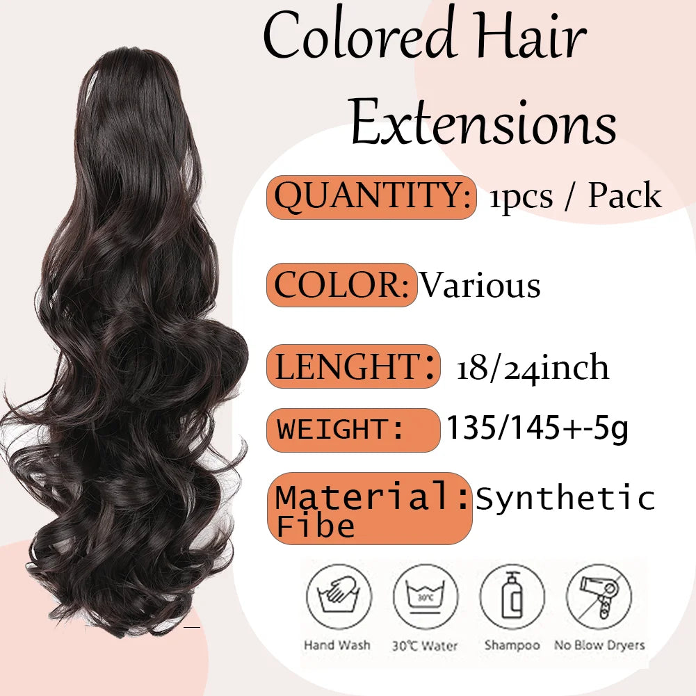 Claw Clip Ponytail Extension 18"&24 Clip in Wavy Synthetic Ponytail Hair Extensions Long Pony Tails for Women Extensions