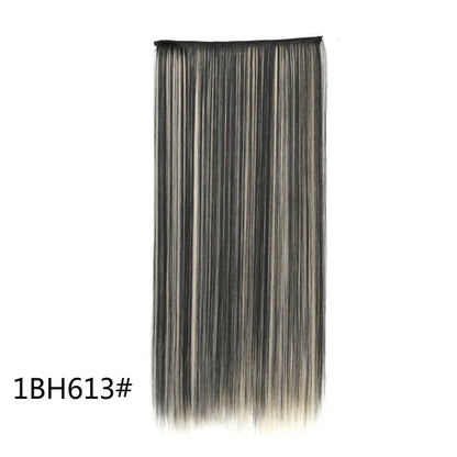 WIGSIN 60cm Synthetic Long Straight Clip In One Piece Hair Extension 5 Clips Brown Black Heat Resistant Fake Hair for Women
